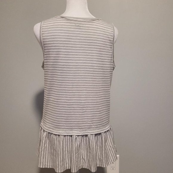 LOFT Outlet Gray & White Striped Sleeveless Top - Picture 2 of 4